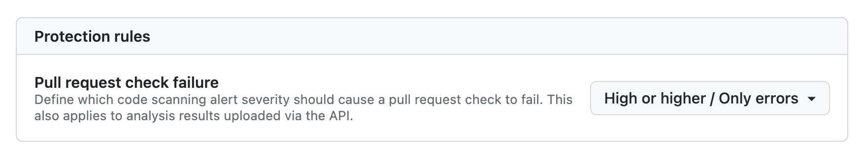 Code scanning dialog in the GitHub settings page